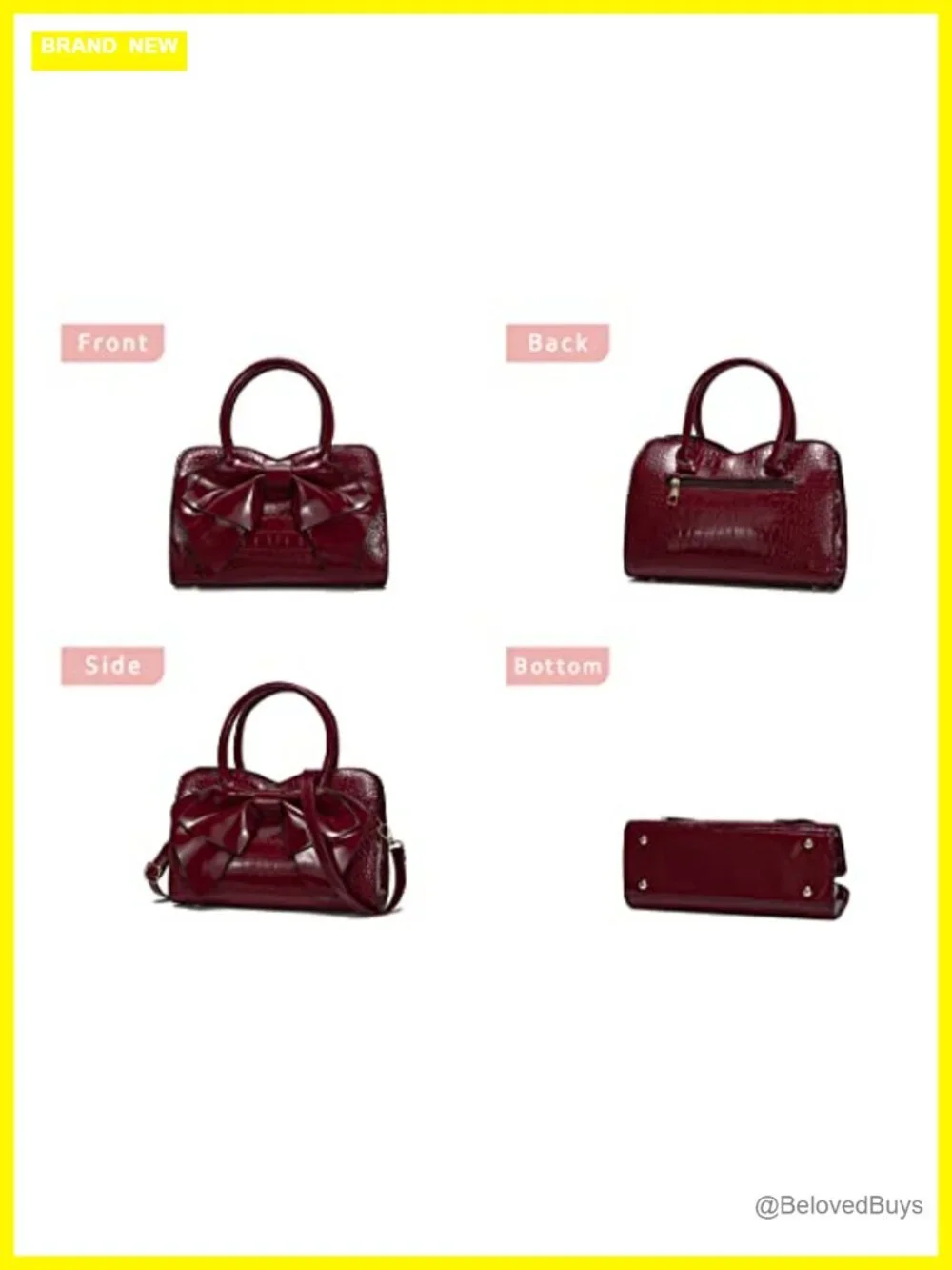 Women PU Leather Satchel Handbag with Removable Strap Tote Shoulder Bag